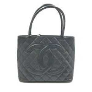 Chanel tote bag silver grained calfskin between card